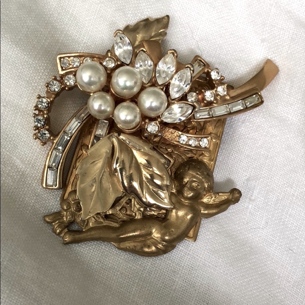 🌹Vintage 80’s handmade collage brooch